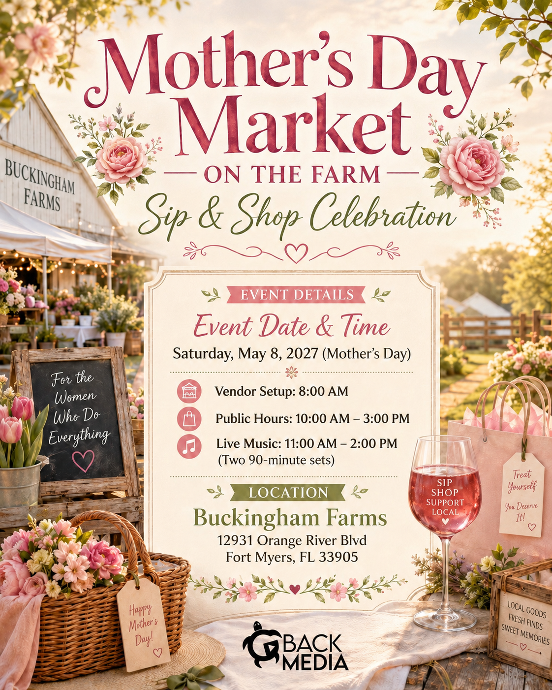2027-05-08 Gback Media Mother's Day Market on the Farm - Sip and Shop Celebration